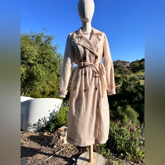 7 For All Mankind tan sequin trench coat M - Picture 1 of 11